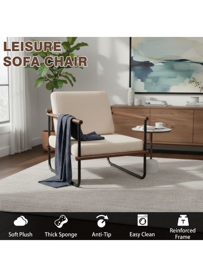 شويوين كرسي قماشي مميز، كرسي بذراعين لغرفة المعيشة، أريكة مفردة، كرسي استرخاء عصري لغرفة النوم، كرسي قراءة منجد، مناسب لغرفة المعيشة والمكتب وغرفة النوم - Image 2